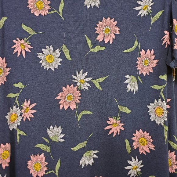 Old Navy Floral Blouse Womans Size L Navy Blue Pink - Picture 2 of 6
